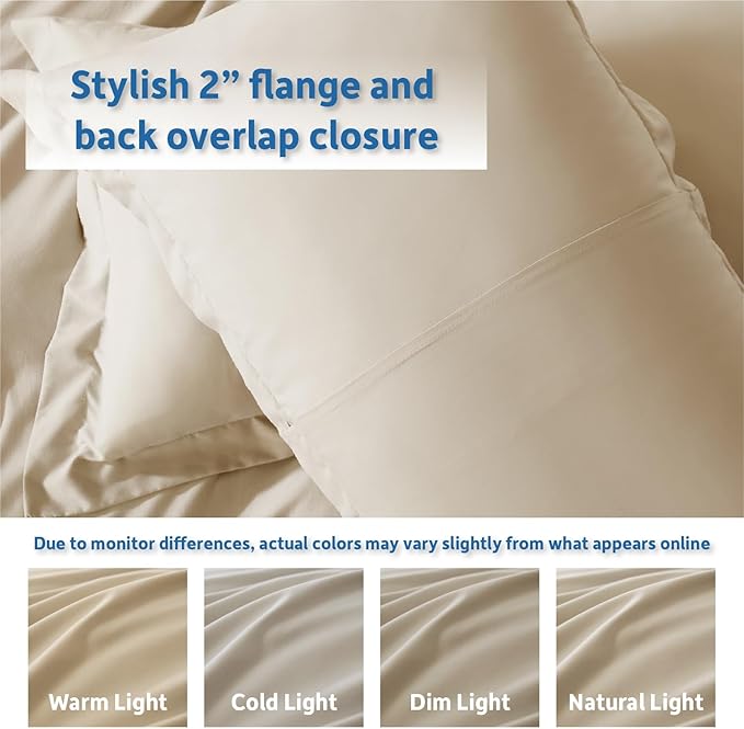 Nestl Beige Cream California King Duvet Cover Sets - Soft Double Brushed Cal King Duvet Cover, 3 Piece, with Button Closure, 1 Duvet Cover 104x98 inches and 2 Pillow Shams