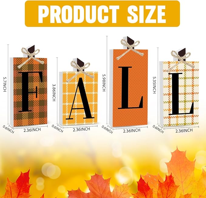 Fall Decorations for Home Thanksgiving Decorations Indoor Autumn Decor Sign Fall Gifts for Women Men Plaid Fall Centerpieces for Dining Table Farmhouse Harvest Kitchen Bathroom Bedroom Office