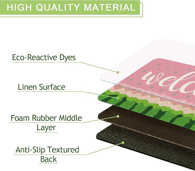 Summer Watermelon Welcome Doormat 30x17 Inch Watermelon Front Door Mat Indoor Outdoor Entrance Floor Mats Non-Slip Washable Seasonal Summer Home Decor Rugs
