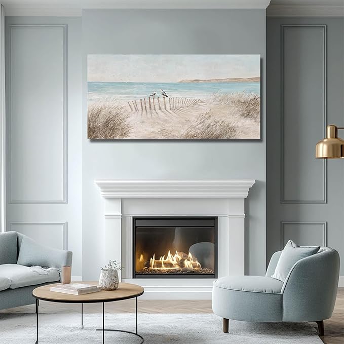 GAIDUOMAI Coastal Wall Art Blue and Beige Canvas Prints Animal Wall Decor Large Landscape Artwork for Living Room Dining Room 29x58 Inch hallway Decor