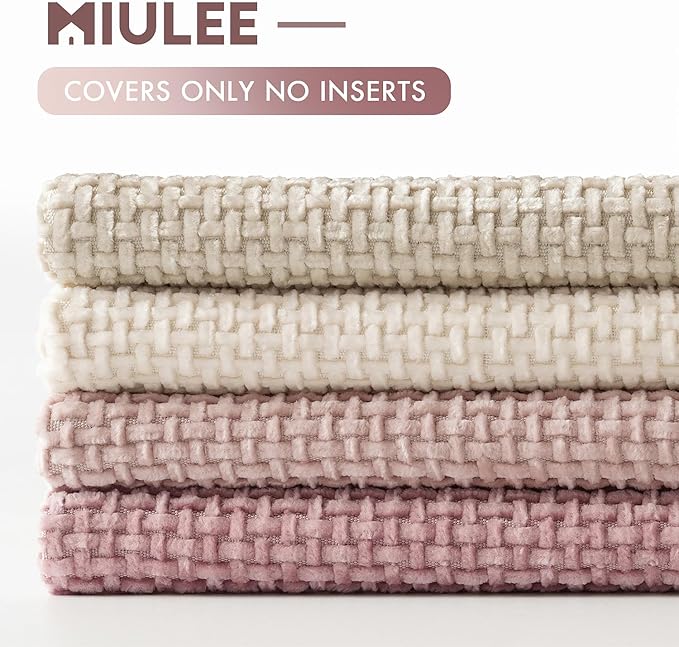MIULEE Pack of 4 Couch Throw Pillow Covers 20x20 Inch Neutral Pink Cute Decorative Chenille Pillow Covers Farmhouse Boho Accent Cushion Covers for Coquette Room Decor Spring Sofa Bedroom Living Room