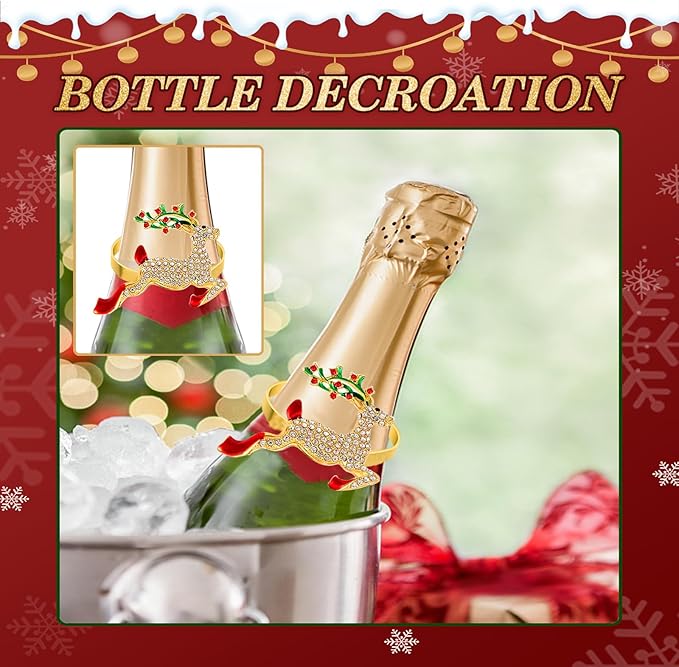 KPOSIYA Set of 12 Christmas Napkin Rings for Dinning Table Setting, Metal Xmas Napkin Ring Holders for Wedding Receptions, Winter, Thanksgiving Holiday Party Dinner Parties