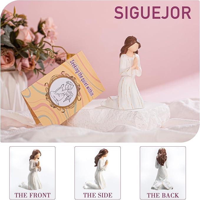 Christian Gifts for Women, Hand-Painted Resin Sculpture of Woman Kneeling in Prayer, A Gift to Encourage Hope, Healing, and Tranquility