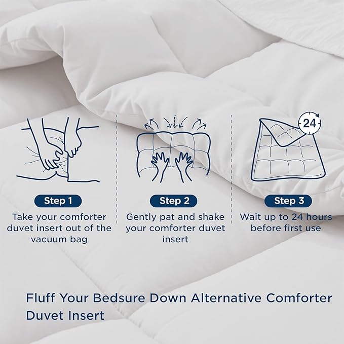 Bedsure Comforter Duvet Insert - Quilted Comforters Queen Size, All Season Duvet, GentleSoft Down Alternative Bedding, with 8 Tabs, Gifts for Women/Men, Grey, Queen 88 x 88 Inches