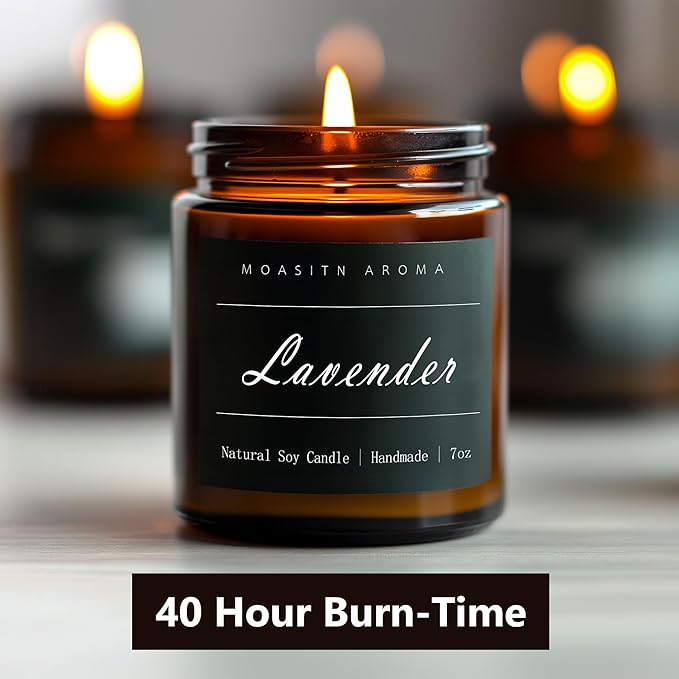 MOASITN Lavender Heavenly Scented Candles for Home| Natural Soy Aromatherapy Candle| Handmade Long Lasting Jar Candle| Women,Men Gift for Birthday,Housewarming,Thank You| 7oz