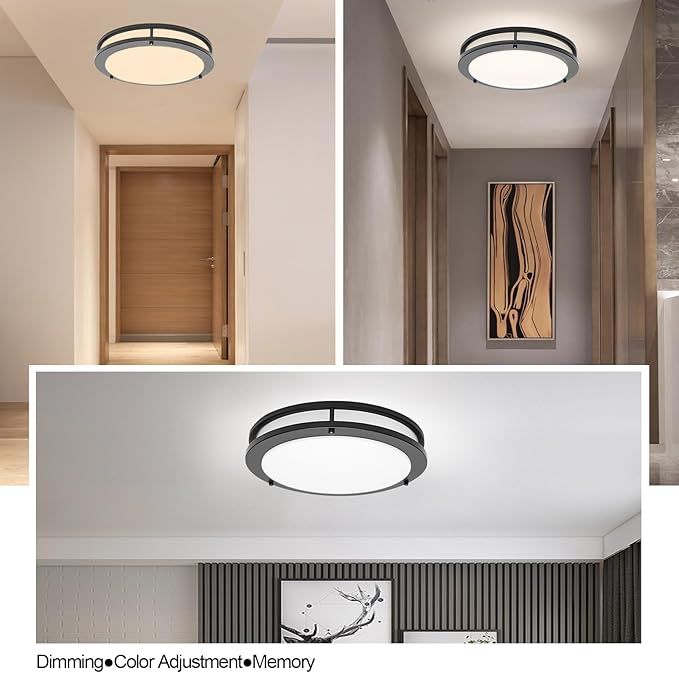 OOWOLF Dimmable LED Flush Mount Ceiling Light Fixture with Remote Control, 13-Inch 36W 2700K-6500K Light Color Adjustable, Super Bright 3600 Lumens Ceiling Lamp for Bathroom, Bedroom, Kitchen, Hallway