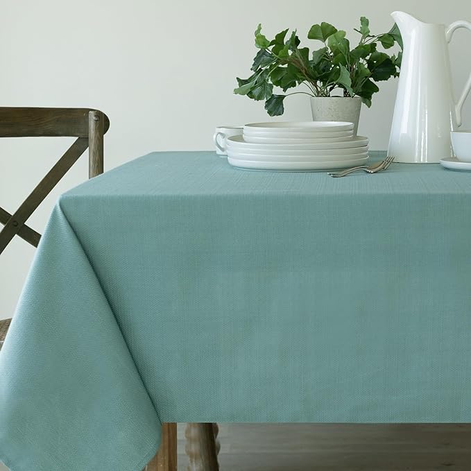Benson Mills Cameron Textured Fabric Table Cloth, for Everyday Home Dining, Parties, Weddings & Spring Holiday Tablecloths (52" x 70" Rectangular, Nile Blue)
