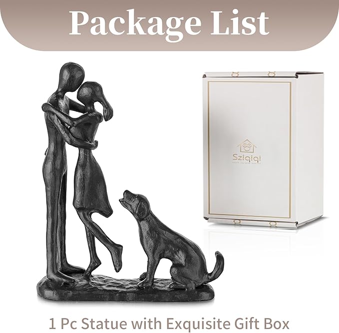 Sziqiqi Anniversary Iron Gifts for Her - Couple Love Sculpture Anniversary Iron Gift for Couple Girlfriend Wife Him Black Statue Metal Figurines for Home Decor Wedding Christmas Birthday Gifts