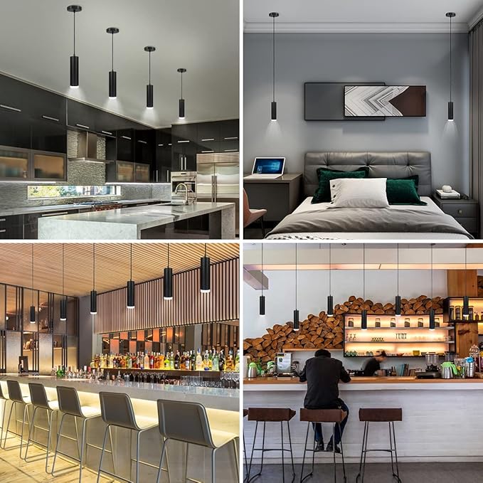 OKELI Pendant Lights Kitchen Island, Modern Unique Adjustable Focus Pendant Lighting for Kitchen Island Dining Room, Bedroom,Bar, Black LED Mini Spot Pendant Lights with 20W,4000K, ETL5026458(1Pack)
