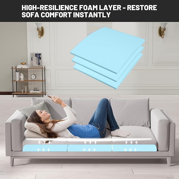 Couch Cushion Support for Sagging Seat - 20" x 20" High-Density Curved Foam Sofa Cushion Support Board,Couch Supporter for Under The Cushions,Blue Set of 3