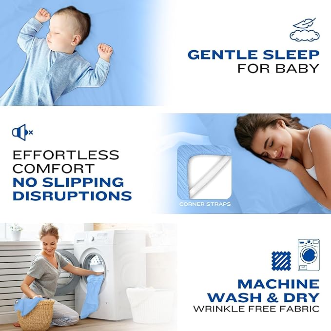 DREAMCARE Twin XL Sheet Set - Cooling Bed Sheets - 4pcs Set - up to 15" Deep Pocket - Soft & Long Lasting 100% Fine Brushed Polyester with Side Pocket - Light Blue