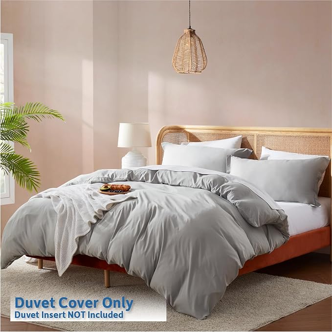 Nestl Light Grey California King Duvet Cover Sets - Soft Double Brushed Cal King Duvet Cover, 3 Piece, with Button Closure, 1 Duvet Cover 104x98 inches and 2 Pillow Shams