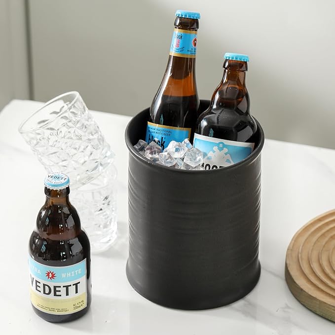 Nihow Kitchen Utensil Holder: 7.2 Inch Extra Large Ceramic Utensil Holder for Countertop - Stable Utensil Crock for Kitchen Counter Decor - Matte Black (1PC)