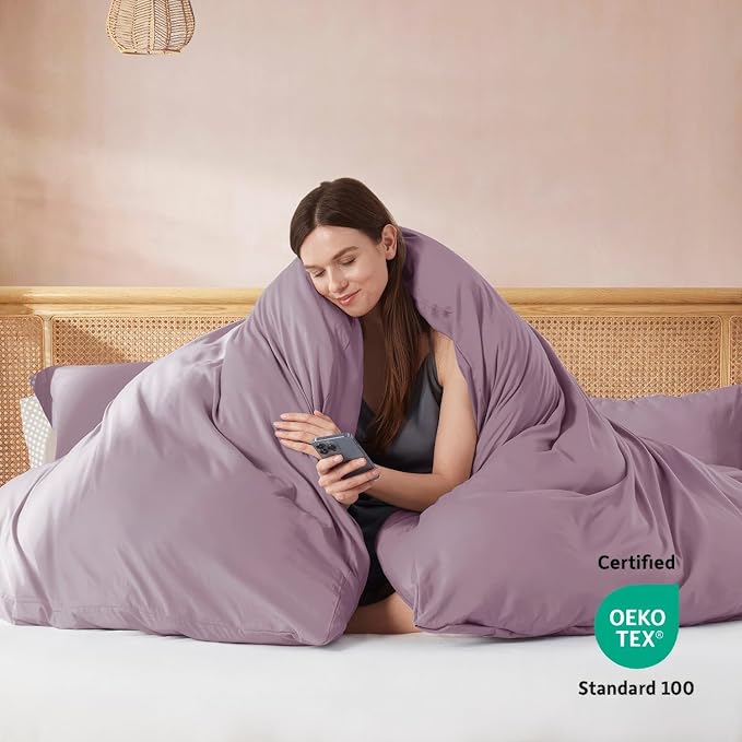 Nestl Dusty Purple Duvet Cover King Size - Soft Double Brushed King Duvet Cover Set, 3 Piece, with Button Closure, 1 Duvet Cover 104x90 inches and 2 Pillow Shams