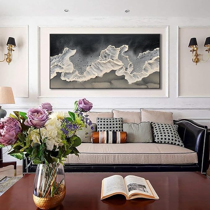 Wall Art Modern Flowers Artwork Love Heart Wall Decor White Canvas Prints for Living Room Bedroom Dining Room Home Office Decor Large Framed Ready to Hang 24"x48"