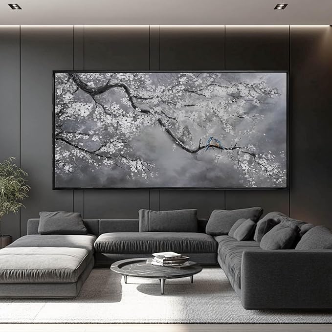 Nature Wall Decor Flowers White Pictures Art Bird Artwork Botanical Wall Art 29x58 Inch Hanging Art Wall Decorations for Office Bedroom