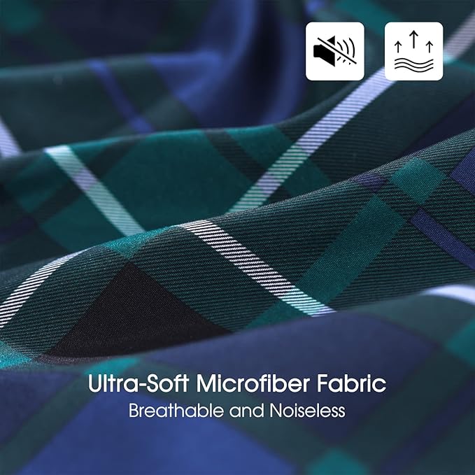 Basic Beyond Queen Comforter Set - Navy and Green Buffalo Plaid Comforter Set Queen Down Alternative Bed Comforter Queen Set for All Season(1 Comforter with 2 Pillow Shams, 88" x 92")