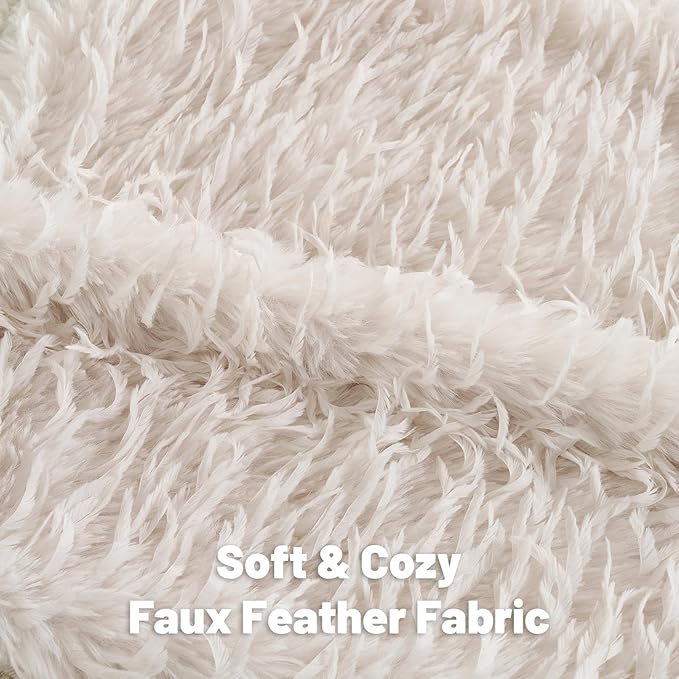 FUTEI Cream White Decorative Throw Pillow Covers 20x20 Inch Set of 2,Soft Fluffy Faux Feather Texture Cushion Cases,Modern Home Luxury Decor for Couch Bed Living Room