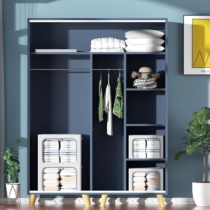 3Pack Foldable Storage Bins - Frame Storage Box Linen Fabric Stackable Clothes Container Organizer with Clear Window & Carry Handles Large Capacity (Large-66L, Light Grey)