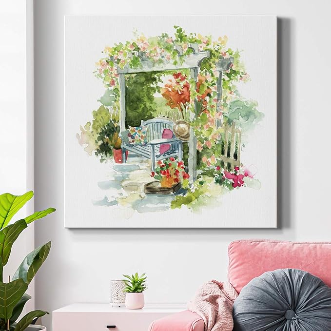 Wexford Home Square Premium Gallery Wrapped Canvas Flower Multicolor Wall Art Abstract Floral Romance Modern Pictures Print for Home Office, Ready to Hang, Garden Retreat, 24x24