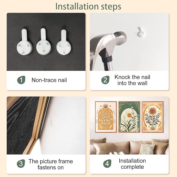 CHDITB Bohemian Floral Framed Canvas Wall Art Set, Nature Inspired Wall Decor, Boho Sun Art Spiritual Wall Painting, VintageArt Flowery Prints for Living Room, Bedroom, Office-Large Size 16"x24"x3