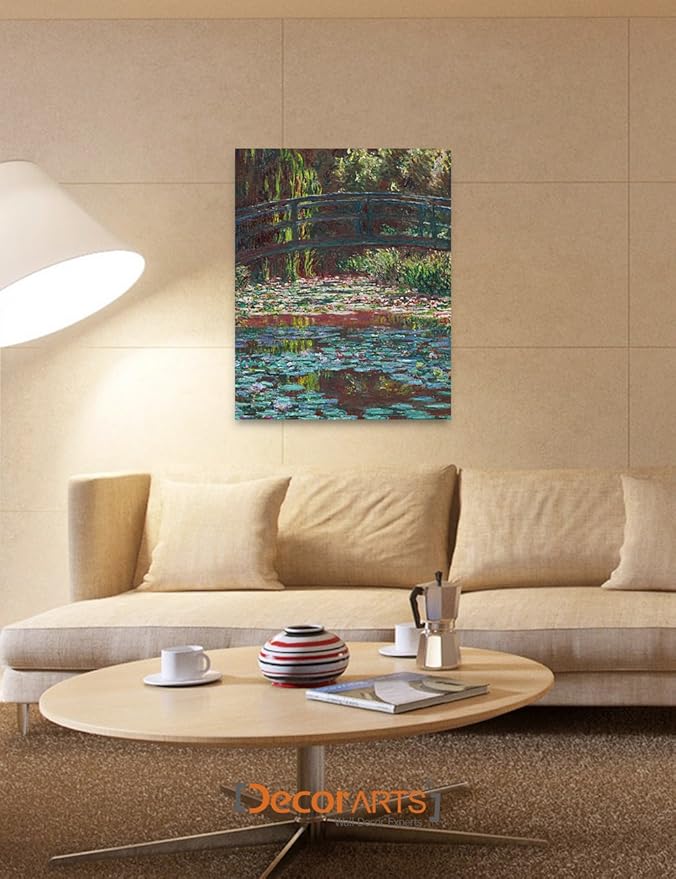 DECORARTS - Water Lily Pond 1900, Claude Monet Art Reproduction. Giclee Canvas Prints Wall Art for Home Decor 30x24