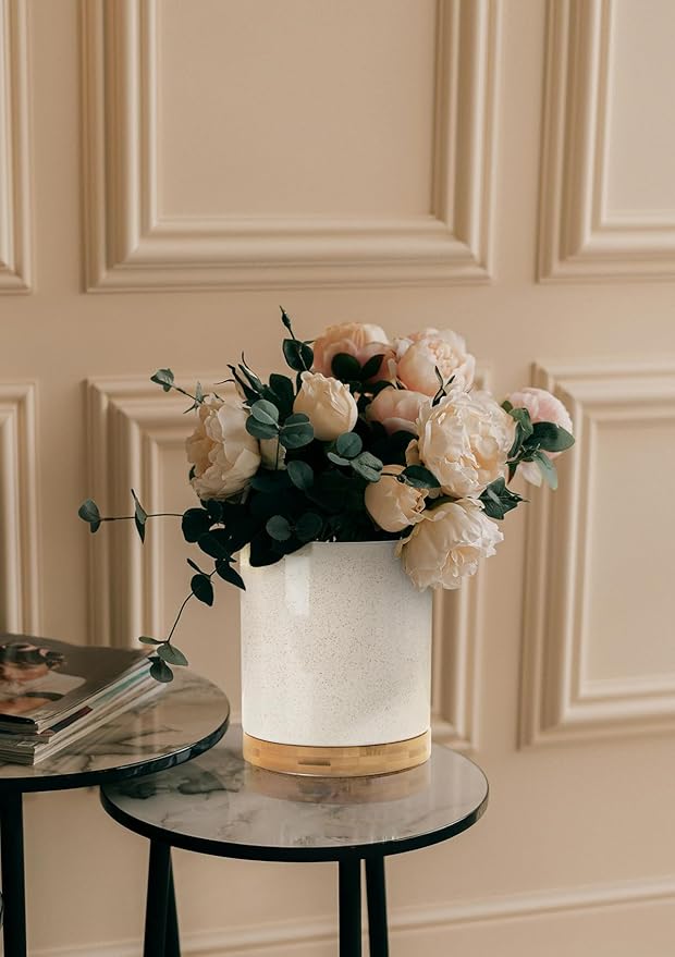 Nucookery 360°Rotating Utensil Holder, 7.2" Large Utensil Crock, Ceramic Cooking Utensil Organizer with Countertop-Protection Cork Bottom for Farmhouse Kitchen Decor Christmas Thanksgiving Gift (Sand)