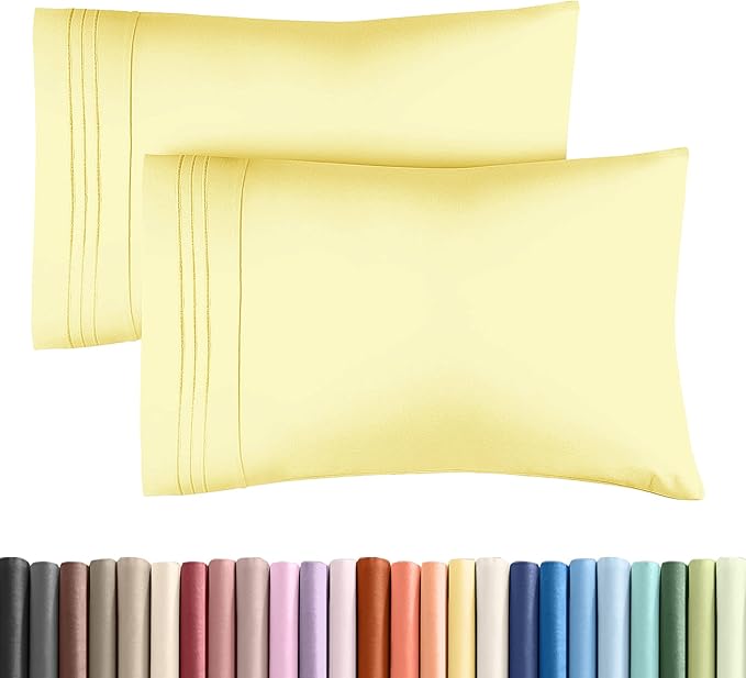 Queen Pillow Cases Set of 2 - Ultra Soft Hotel Quality Pillowcase Covers - Comfy, Cozy & Wrinkle Free - Shrinkage, Stain and Fade Resistant - Machine Washable Pillow Protectors - 2 Piece Set - Yellow