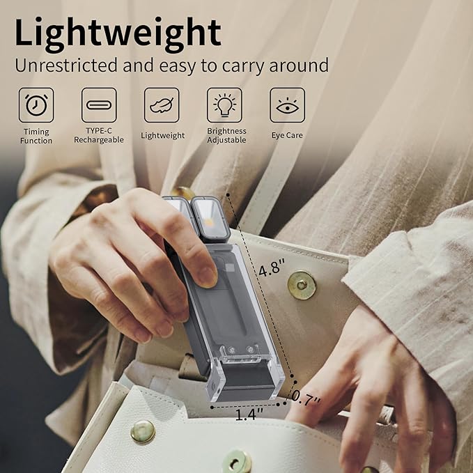 Dott Arts Book Lights for Reading at Night,Rechargeable 1000mAh Reading Lights for Books in Bed Dual-Heads Small Desk Lamps for Home Office with 5 Colors,Timer Function,LED Clip Light for Kids Room