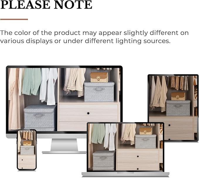 GRANNY SAYS Storage Boxes with Lids, Fabric Storage Bins, Keepsake Box, Closet Organizers and Storage, Gray, 2-Pack