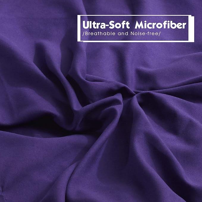 HIG 3pc Down Alternative Comforter Set - All Season Reversible Comforter with Two Shams - Quilted Duvet Insert with Corner Tabs - Box Stitched - Super Soft, Fluffy (King/Cal King, Purple)