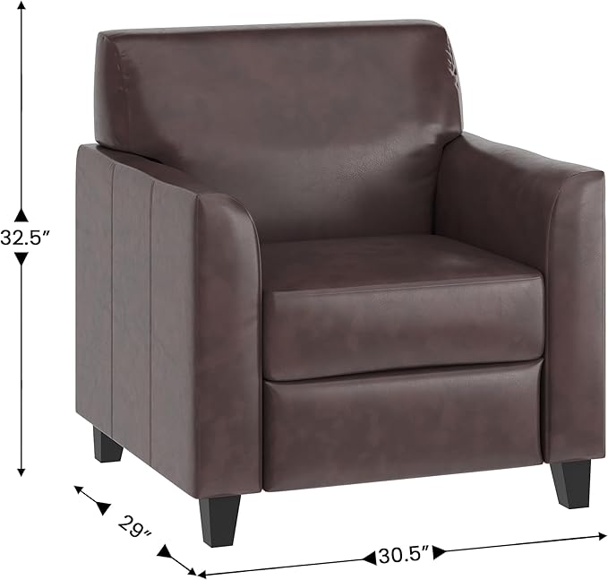 Flash Furniture Hercules Diplomat Series LeatherSoft Upholstered Side Reception Chair, Lobby Chair with Cushions and Flared Arms, Brown