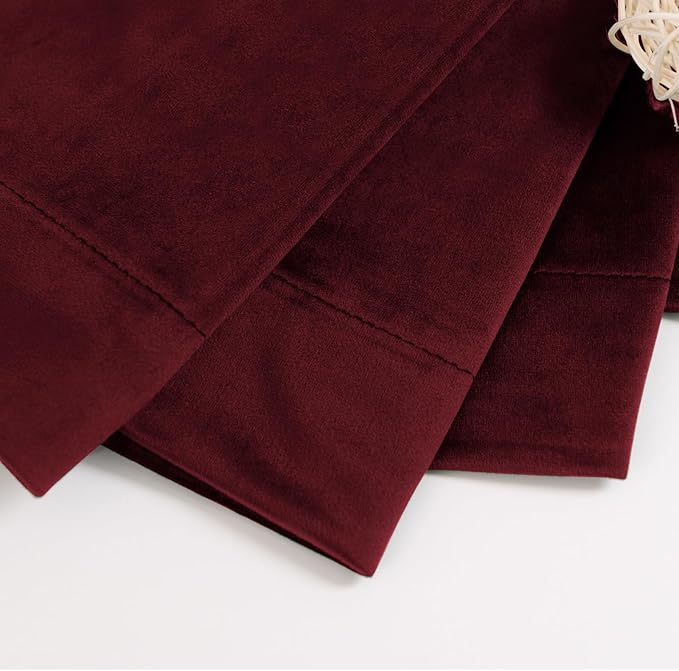 BGment Christmas Red Velvet Curtains 96 Inches for Living Room, Thermal Room Darkening Curtains Sound Reduce Drapes with Back Tab and Rod Pocket for French Door, 2 Panels, 52 x 96 Inch