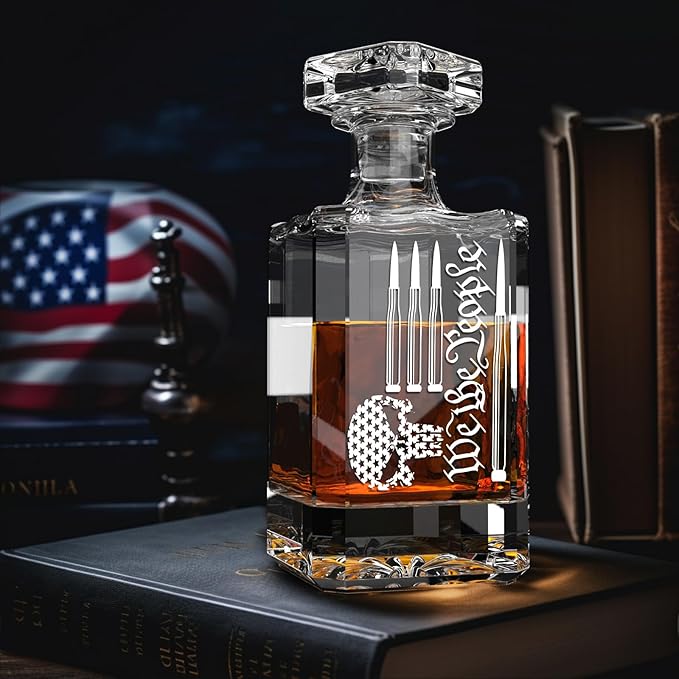 FURSARCAR Men Gifts Ideas for Birthday, Bullet-Skull Whiskey Decanter Set with 2 Glasses, Unique Cool Mens Fathers Birthday Gift from Daughter Son, Xmas Retirement Present Decanter Sets for Man