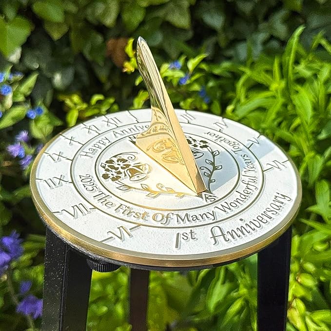 Anniversary Sundial Gift for A 1st Wedding Anniversary in 2025 - Recycled Metal Home Decor Or Garden Present Idea - Handmade in UK for Him, Her Parents Or Couples 1 Year Celebration