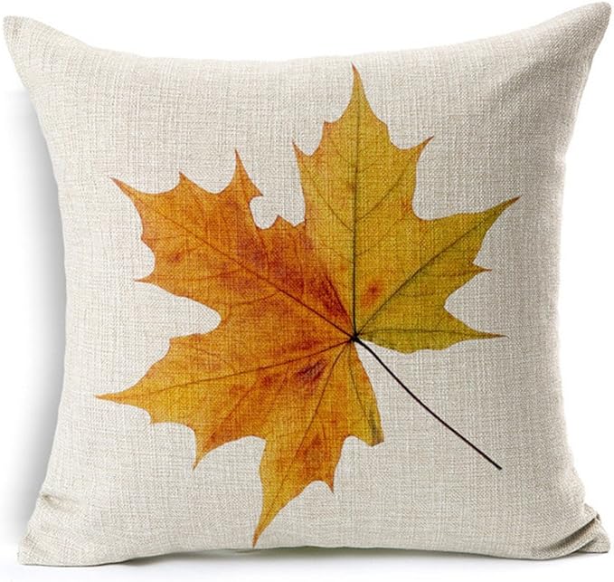 All Smiles Fall Throw Pillow Covers 26x26 Set of 4 Outdoor Maple Leaves Decorative Orange Thanksgiving Autumn Kitchen Home Decor Cushion Covers for Porch Couch Outside Harvest Decorations