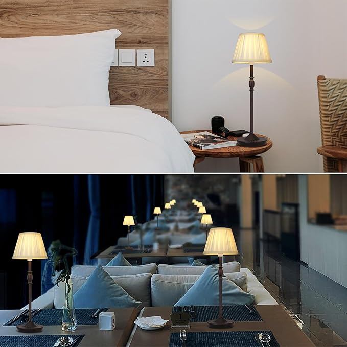 Cordless LED Touch Lamp with Dimmer Portable Small Table Lamp, 18" 2700K Rechargeable Battery Light for Bedside, Dining Room, Bedroom Lamp, Patio, Bar, Night Light, Bathroom (Sand Black)