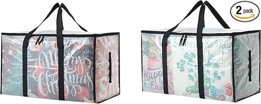 Heavy Duty 93L (24.5 Gallon) Stackable Storage Bins with Fully Openable Lids, Moving Bags Heavy Duty, Clear Plastic Totes for Moving Storage, Home Organization, Closet, Dorm Room. 2 Pack