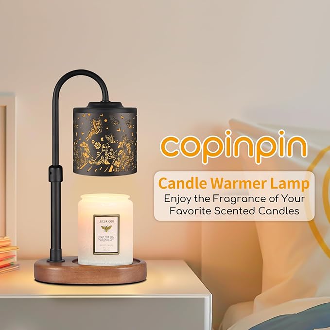 Dimmable Candle Warmer Lamp with Timer Adjustable Height for Scented Jar Candles Electric Candle Wax Melt Warmer for Home Decor Christmas Birthday Gifts for Women Mom(Butterfly+Dog)