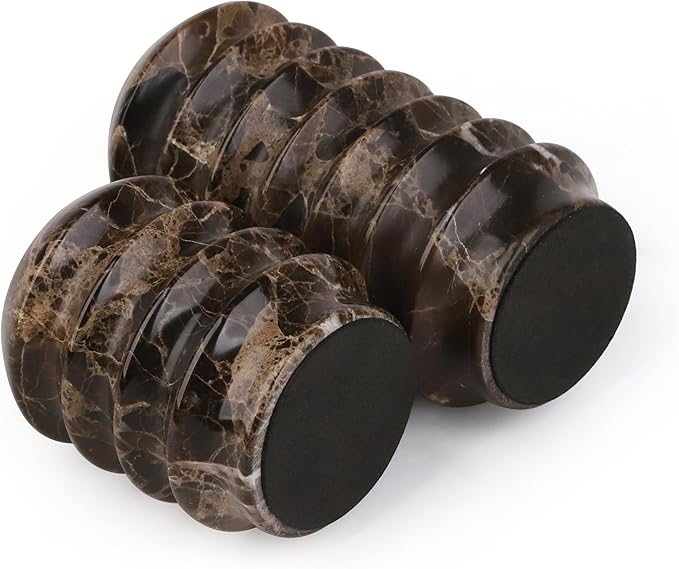 HofferRuffer Marble Candlestick Holders, Set of 2 Natural Stone Candle Holder Decorative Candle Stands for Wedding, Dinning, Party, Table Centerpieces, Fits 3/4'' Thick Candles (MarbleBrown)