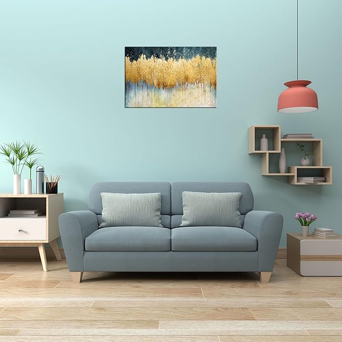 XXMWallArt FC2669 Canvas Wall Art Abstract Golden Forest Painting Modern Decor Abstract Canvas Prints for Living Room Bedroom Kitchen Home and Office Wall Decor