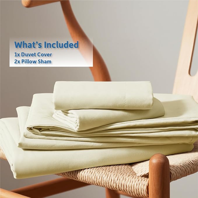 Nestl Vanilla Yellow Duvet Cover King Size - Soft Double Brushed King Duvet Cover Set, 3 Piece, with Button Closure, 1 Duvet Cover 104x90 inches and 2 Pillow Shams