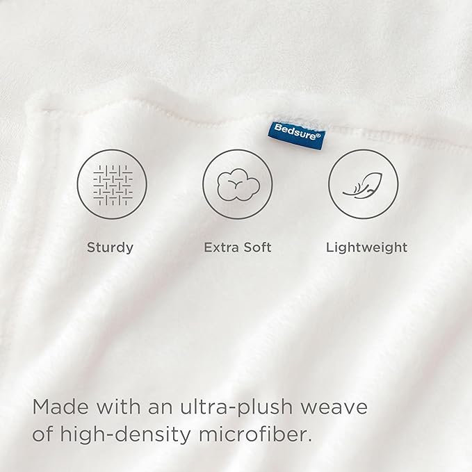 Bedsure GentleSoft Fleece Blankets Queen Size White - Bed Blanket Soft Lightweight Plush Fuzzy Cozy Luxury Microfiber, 90x90 inches