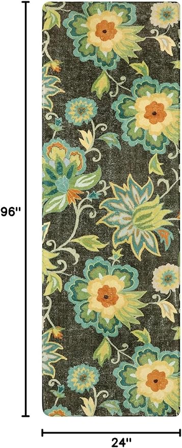 Lahome Floral Kitchen Runner Rug- 2x8 Runners for Hallways Non-Slip Washable Rug Runner Throw Low-Pile Entryway Laundry Runner Rugs Soft Green Paisley Print Carpet Runner for Bedroom Living Room