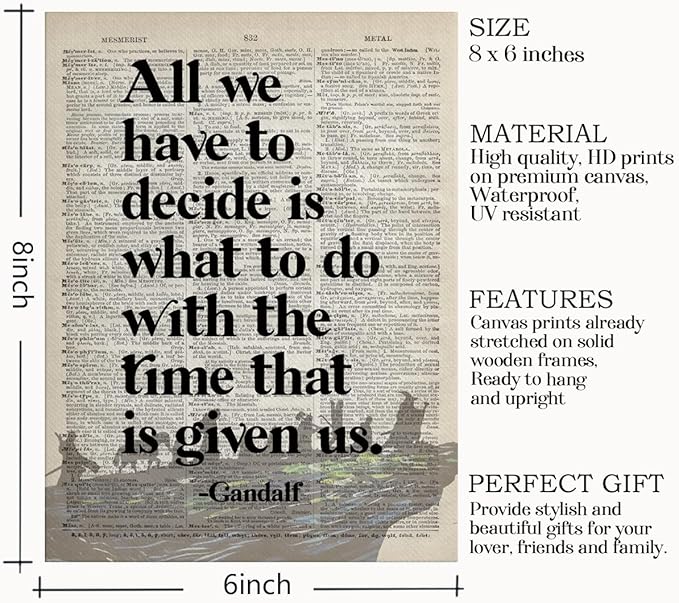 LOTR Gifts, LOTR Poster, Gift for LOTR Decor, All We Have to Decide is What to Do With The Time That is Given Us - Gandalf, LOTR Merch, LOTR Birthday Decor, Lord of the Rings Poster 6x8 inch