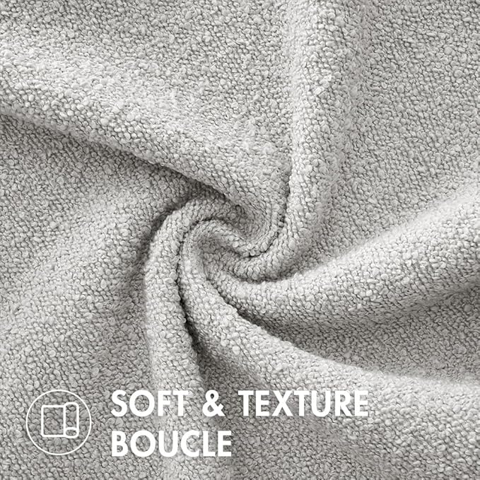 MIULEE 20x20 Inch Decorative Pillow Covers for Couch Bed Set of 2 Textured Boucle Neutral Throw Pillows Light Grey Accent Solid Cushion Pillowcase Cozy Soft Sofa Livingroom Home Decor