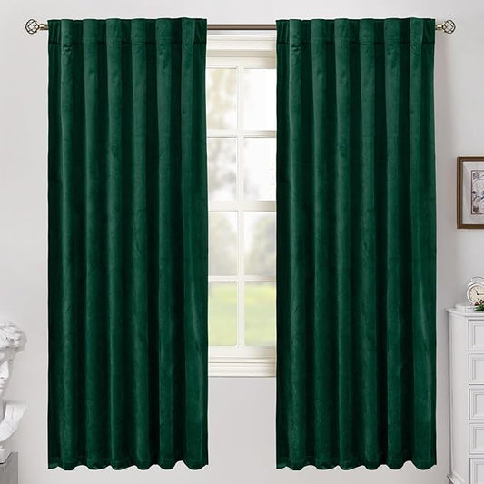 BGment Emerald Velvet Curtains 72 Inch Length 2 Panels for Bedroom, Blackout Thermal Insulated Room Darkening Curtains Panels with Back Tab and Rod Pocket for Christmas/Living Room, 52 x 72 Inch