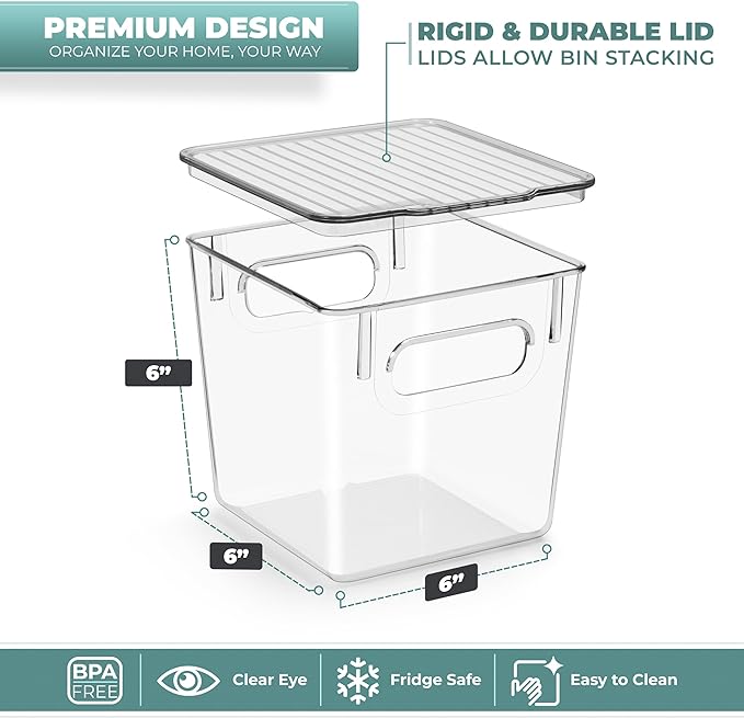 Sorbus Small Clear Plastic Storage Bins with Lids, Clear Stackable Storage Bins, Laundry Room Organizer Bins, Office, Classroom, Playroom, Bathroom, Laundry Room Organization and Storage (2 Pack)