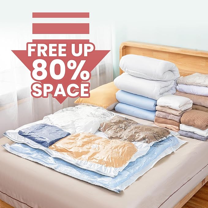 TAILI 4 Pack Vacuum Storage Bags for Comforter and Blankets, XXL Jumbo Vacuum Seal Bags for Bedding (47x39 Inch), Huge Space for Toy, Bedding, Pillows, Save More Closet Space