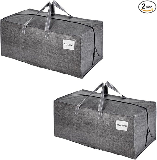 VENO 2 Pack Moving Bags w/Backpack Straps, Heavy Duty, Moving Boxes Alternative, Packing Supplies, Large Storage Totes for Dorm Room Essentials with Zipper for Clothes (Gray, 2 Pack)